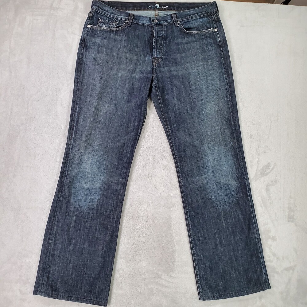 Vintage 7 For All Mankind Jeans Mens 38x33 Relaxed Fit Button Fly Distressed USA